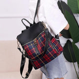 Plaid Women's Backpack Dual-use Travel Bag
