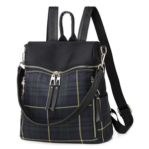 Plaid Women's Backpack Dual-use Travel Bag