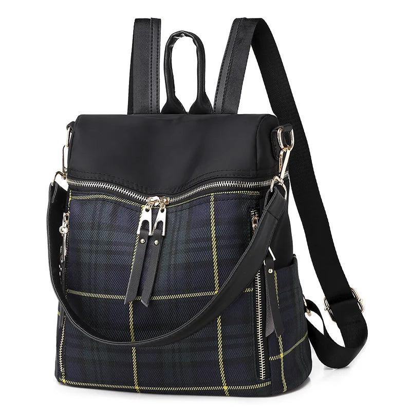 Plaid Women's Backpack Dual-use Travel Bag