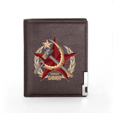 USSR Communism Leather Wallet Men Women Billfold Slim Credit Card/ID H