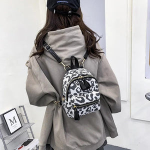 Leopard Mini Women's Backpack Small School Bag Rucksack for Teen Girls