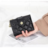 Women's Sheepskin Leather Wallet Plaid Purse