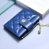 Women's Sheepskin Leather Wallet Plaid Purse