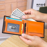 Men's Carbon Fiber RFID Wallet Slim Short Leather