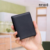 Men's Carbon Fiber RFID Wallet Slim Short Leather