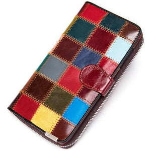 Women's Plaid Leather Clutch Purse
