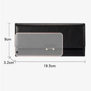 Women's Long Leather Wallet Large-Capacity Tri-Fold Clutch Purse