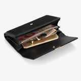 Women's Long Leather Wallet Large-Capacity Tri-Fold Clutch Purse