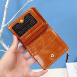 Guaranteed Oil Wax Leather Women's Wallet Two-fold Woman Purse