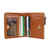 Guaranteed Oil Wax Leather Women's Wallet Two-fold Woman Purse