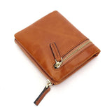 Guaranteed Oil Wax Leather Women's Wallet Two-fold Woman Purse