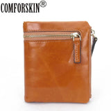 Guaranteed Oil Wax Leather Women's Wallet Two-fold Woman Purse