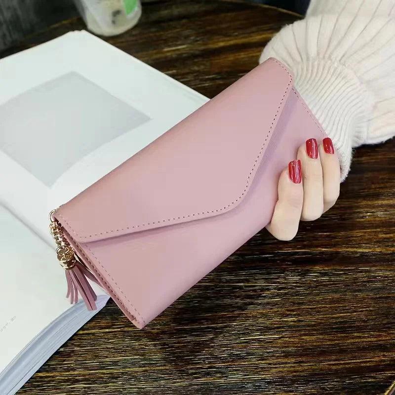 Tassel Heart Pendant Clutch Bag Multi-Functional Lychee Pattern