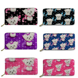 Maltese Floral Long Leather Wallet for Women