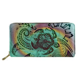 Ladies Leather Wallets Polynesian Pattern Long Purses