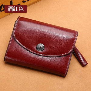 Short Leather Wallet Women's Small Change Wallet