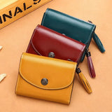 Short Leather Wallet Women's Small Change Wallet