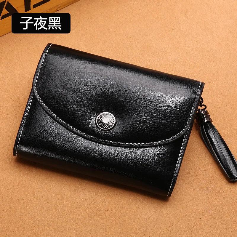 Short Leather Wallet Women's Small Change Wallet