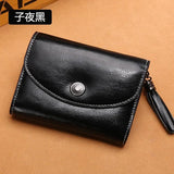 Short Leather Wallet Women's Small Change Wallet