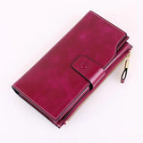 Oil Wax Leather Women's Card Wallet Long Large Capacity Bag