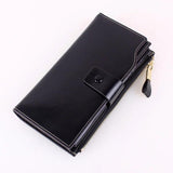 Oil Wax Leather Women's Card Wallet Long Large Capacity Bag
