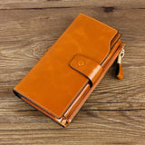Oil Wax Leather Women's Card Wallet Long Large Capacity Bag