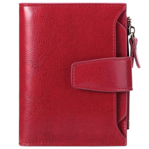 Leather Lady Purse Short Wallet Multi-function