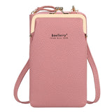 Leather Crossbody Bag Lychee Pattern Phone Bag Purse