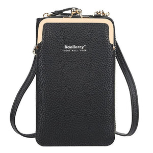 Leather Crossbody Bag Lychee Pattern Phone Bag Purse