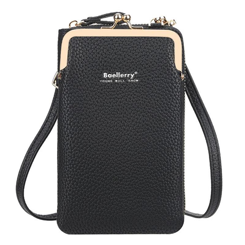Leather Crossbody Bag Lychee Pattern Phone Bag Purse