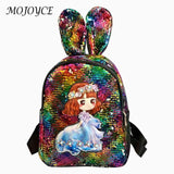 Cute Rabbit Ear Sequin Backpack - School & Travel Knapsack