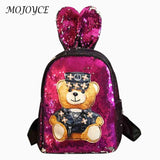 Cute Rabbit Ear Sequin Backpack - School & Travel Knapsack
