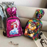 Cute Rabbit Ear Sequin Backpack - School & Travel Knapsack