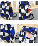 Plaid Nylon Backpack for Women Unisex Travel Daypack Book Bag