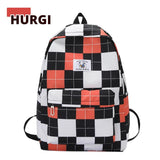 Plaid Nylon Backpack for Women Unisex Travel Daypack Book Bag