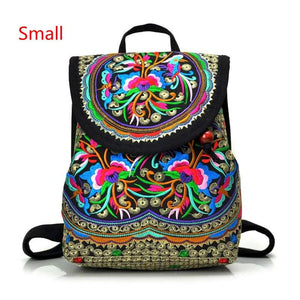 Vintage Embroidery Ethnic Backpack Flower Travel Shoulder Bag