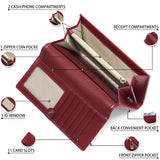 RFID Leather Long Wallet for Women