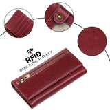 RFID Leather Long Wallet for Women