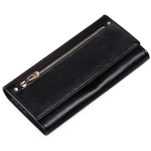 RFID Leather Long Wallet for Women