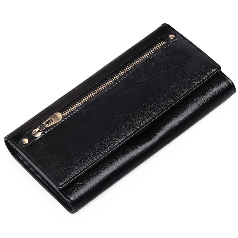 RFID Leather Long Wallet for Women