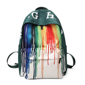 Watercolor Ink Print School Backpack Girls Boys Rucksack Shoulder Bag