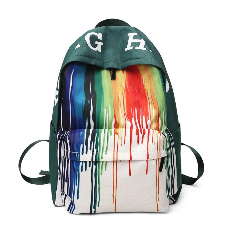 Watercolor Ink Print School Backpack Girls Boys Rucksack Shoulder Bag