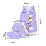 3Pcs/Set Rabbit Print Student Backpack, Adjustable Strap, Large Capacity Bookbag