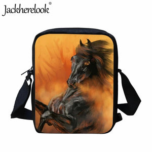 Horse Printed Kids Messenger Bag School Lunch Shoulder Travel Crossbody Shopping