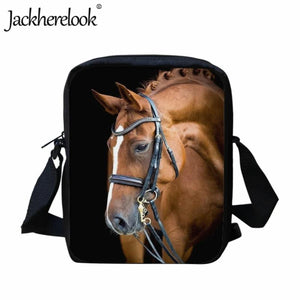 Kids School Bag Horse Pattern 3D Printing Messenger Bag Casual Travel Shoulder B