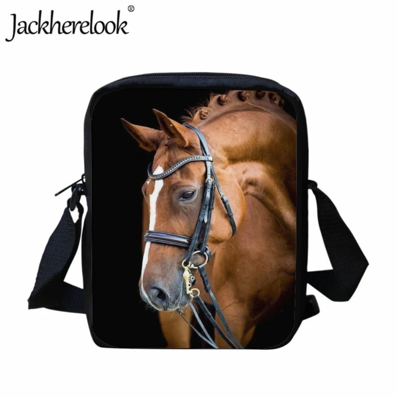 Kids School Bag Horse Pattern 3D Printing Messenger Bag Casual Travel Shoulder B
