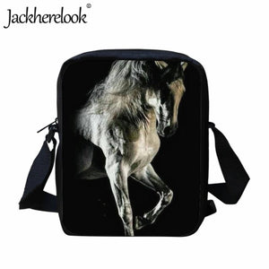 Horse Pattern 3D Print Kids Messenger Bag School Lunch Teen Crossbody