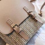 Women Small Backpack Purse PU Weave Mori Girl