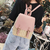 Women Small Backpack Purse PU Weave Mori Girl
