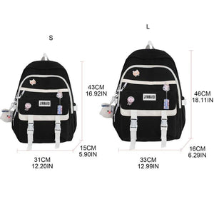 Backpack with Pin Accessories Pendant Student School Bag